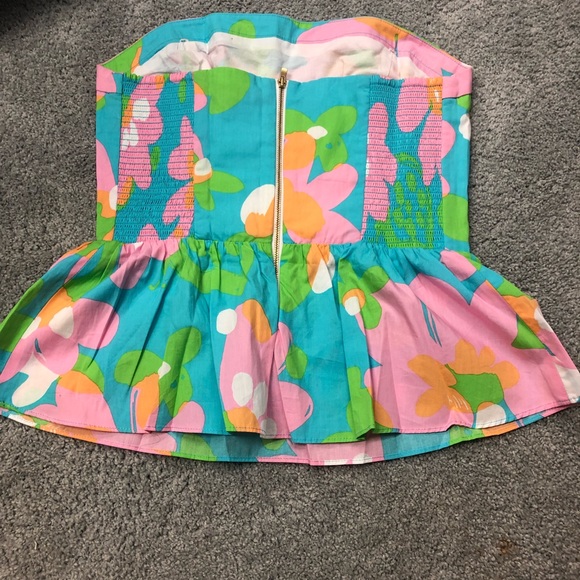 Lilly Pulitzer Bustier Strapless Peplum Top - Picture 2 of 4
